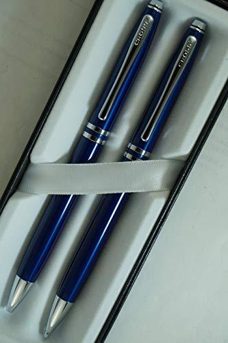 Cross Classic Executive Companion Avatar Midnight Blue Lacquer and Extremely Polished Chrome Appointments with Distinctive Cross Special Signature Mid Rings, Pen and 0.7MM Pencil Set.
