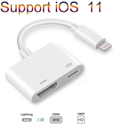 Lighting to HDMI Cable, Ucaca Compatible with iPhone 5 6 7 8 X iPad iPod HDMI Adapter Converter 2 in 1 Plug and Play 1080P Audio AV Adapter Connector to HDTV Projector