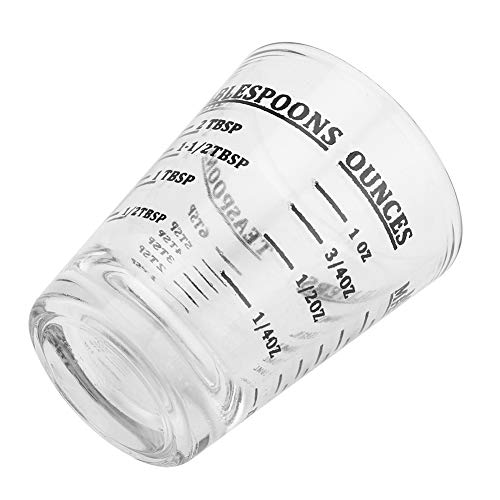 Glass Measuring Cup Oz, Transparent, 4 Scales 1ounce 30ml Measuring Oz/Ml/Teaspoon/Tablespoon