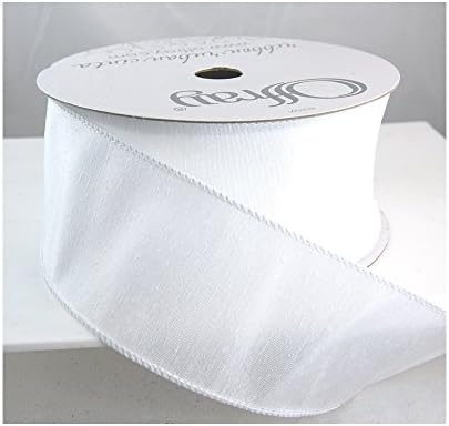 Wired Trisha White Textured Christmas or Wedding Ribbon 2 1/2" 25 Yards