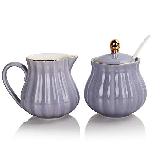 image for Sweejar Royal Ceramic Sugar and Creamer Set, 3 Piece Set with Cream Pi
