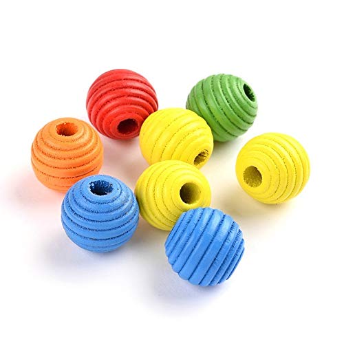 Perlin Wooden Beads Craft Kit, 50 Pieces Colourful Mixed Colors, 14 x 13 mm, for Threading, DIY Projects