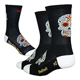 DeFeet AirEator HiTop Sugar Skull Cycling/Running Socks - AIRTSSB (Sugarskull black/white - L)