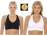SB20027  -  2  -  XX  -  1XJustIntimates2PackRacerbackSportsBra, Black, White, 1XPlus