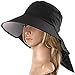 Ls Lady Womens Summer Flap Cover Cap Cotton Anti-UV UPF 50+ Sun Shade Hat With Bow. Adjustable Hat With Wind belt (One Size, Black)