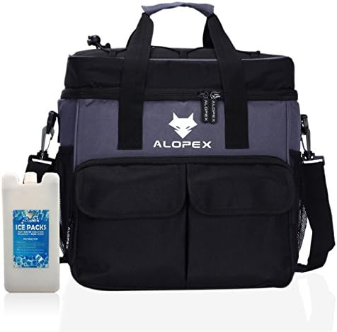 Lunch Box Insulated Bag 24 Can Soft Cooler for Men Women Travel Beach Outdoor w/ Shoulder Strap BONUS Icepack