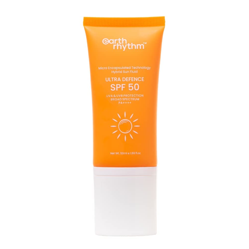 Earth Rhythm Ultra Defence Sunscreen SPF 50 | PA++++,Non Sticky/Non Greasy, Leaves No White Cast | For Oily, Sensitive, Acne Prone or Dry Skin| Men & Women - 50 ml
