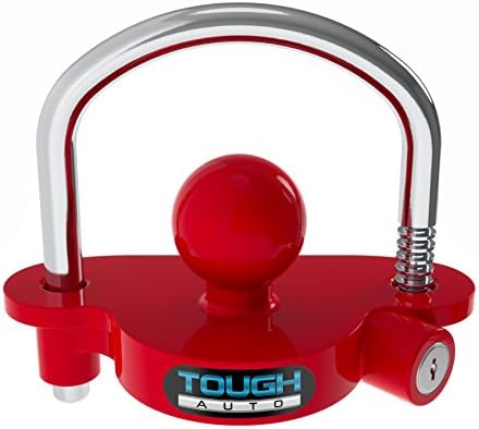 Tough Auto Trailer Hitch Lock Adjustable &amp; Universal Fits All - Heavy Duty Design with Steel and Aluminum Alloy Base - Easy to Install (Red)