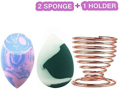 HEYNA Q Beauty Blender Sponges Set with Holder,Colorful Marble Beauty Egg Makeup Sponge with Case,Gift packing
