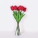 Jasion 10 Pcs Artificial Tulips Real Touch PU Flower Arrangement Bouquet Home Wedding Parties Decor (Red)