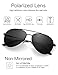LUENX Men Women Aviator Sunglasses Polarized Non-Mirrored All Black Lens Metal Frame UV 400 Driving Fashion with Accessories
