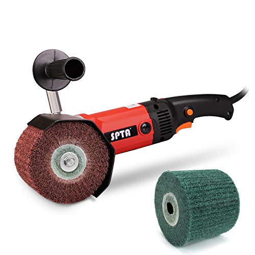 SPTA 1200W 110V Burnishing Polishing Machine with 2Pc Non-Woven Burnishing Polishing Wheels（#80, #240） fits Polisher/Sander Metal, Stainless Steel Polishing