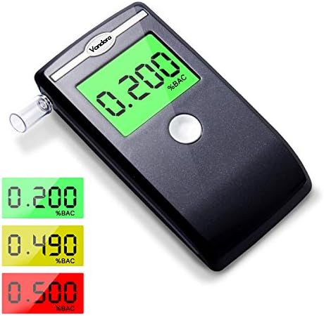Breathalyzer, High-end Digital Breath Alcohol Tester, Professional BAC Tracker with 3 Colors LCD Display and 5 Mouthpieces (Black - New)