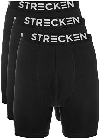STRECKEN 3 or 6 Pack Men Ultra Soft Boxer Brief Breathable Cotton Underwear Value Pack (Medium, 3 Pack Black)