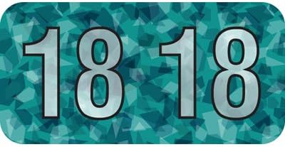 2018 Year Label (Aqua)- Holographic, Polylaminated, 500/Roll