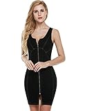 Meaneor Women's Sexy Zipper Slit Front Sleeveless Bodycon Midi Denim Dress