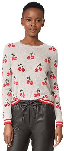 Chinti and Parker Women's All Over Cherry Sweater, Silver Marl/Multi, Medium