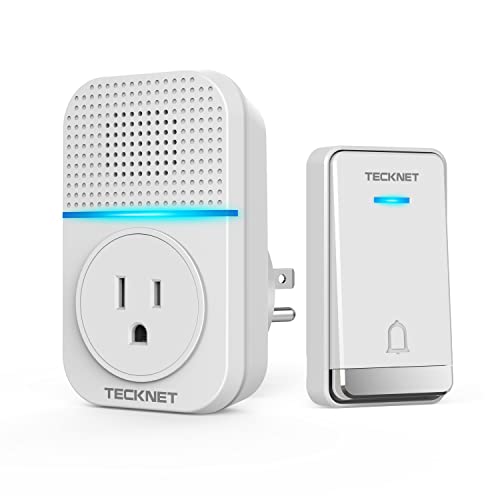 TECKNET 400m Wireless Doorbell IP65 Waterproof Electronic Chime Door Bell with Charging Function and LED Light, 60 Melodies at 5 Levels Volume