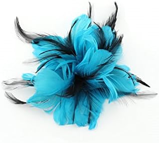 Victorian Bridal Feather Flower Moulin Rouge Hair Clip &amp; Pin (Teal)