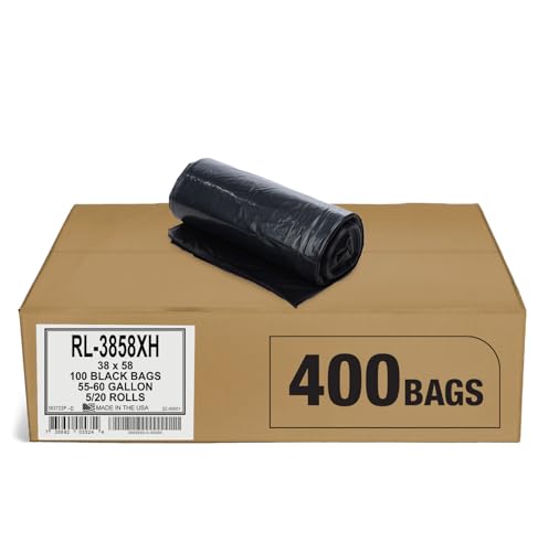 Aluf Plastics 55 Gallon Trash Can Liners (400 Count) - 38" x 58" - Thick 1.5 MI…