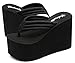 IDIFU Women's Comfy Wedge Platform Thong Sandals With Heels Beach Holiday Summer Flip Flops Black 8 B(M) US
