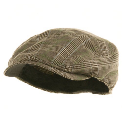 MG Men's Plaid Ivy Newsboy Cap Hat (Brown, Large)