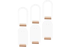 Ciieeo 6pcs Acrylic Earring Display Stand Wooden Bases, Arch Earring Holder Rack for Ear Studs Jewelry