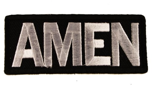 AMEN Religious Christian Biker Iron or Sew on Embroidered Shoulder Patch D41