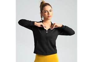 Women Jackets with Hood Workout Tops Lightweight Yoga Gym Full Zip Slim Fit Crop Tops with Thumb Holes Running