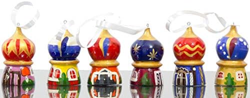craftsfromrussia Christmas Ornaments - Set of 6 - Golden Domes - Wooden Handmade Ornaments (7, Q2)