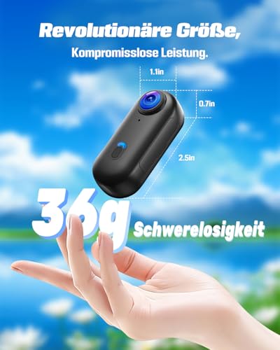 NNYYMH WiFi Vlog Camera, 4K Magnetic Hands-Free Sports Camera with 360° Rotatable Clip, Waterproof Case for Walks with Animals, Cycling, Travel, Vlog, Motorcycle Dashcam