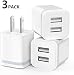 USB Wall Charger, LUOATIP 3-Pack 2.1A/5V Dual Port USB Cube Power Adapter Charger Plug Charging Block Replacement for iPhone Xs/XR/X, 8/7/6 Plus, Samsung, LG, HTC, Moto, Android Phones primary