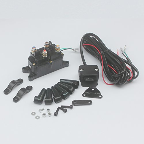 kipa Winch Solenoid Relay 12V 250A & Winch Rocker Thumb Switch Assy for ATV UTV Polaris 800 1000 SUV Jeep Trailer Hydraulic Pump Lift Jack 1500lb-5000lb Winch with mounting Brackets Terminal Caps - Image 6