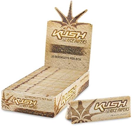 Full Box 25 Packs KUSH Ultra Fine Rice Paper 1 1/4 Cigarette Rolling Papers