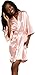 Turquaz Linen Satin Kimono Bridesmaids Robe (Small/Medium, Pink)