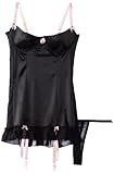 Dreamgirl Women's Starlet Satin Garter Slip with Thong