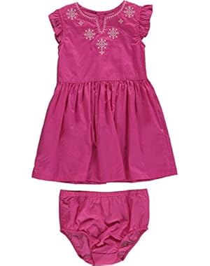 Carters Baby Girls Embroidered Flutter-Sleeve Dress Pink