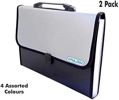 iParn 2 Pack Expanding File Folder, Accordion Document/Letter A4 Size File Organizer with Handle and 13 Pockets -Assorted Colour