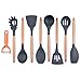 Kitchen Utensils,WiK Suang Silicone Kitchen Utensil Set 8-Piece Cooking Utensils Set with Bamboo Wood Handles for Nonstick Cookware, with Bonus Peeler