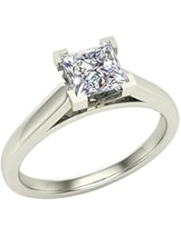 Princess Cut Engagement Rings for women 3/8 carat tw 14K Gold (G, I1)