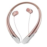 INMAS Bluetooth Heaphones, Wireless Retractable Neckband Noise Canceling Stereo Headpsets, Bluetooth V4.1 Sport Headphones Built-in Microphone For iPhone Android Samsung Mobile Phones (Rose Gold)