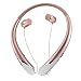 INMAS Bluetooth Heaphones, Wireless Retractable Neckband Noise Canceling Stereo Headpsets, Bluetooth V4.1 Sport Headphones Built-in Microphone For iPhone Android Samsung Mobile Phones (Rose Gold) primary
