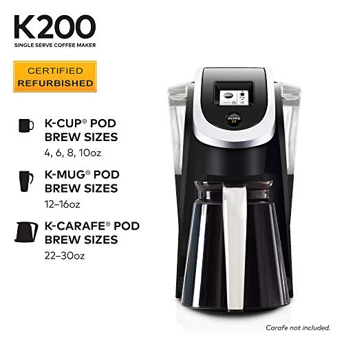 Keurig K200 Coffee Maker, Single Serve KCup Pod Coffee Brewer, With
