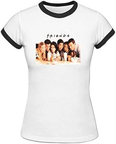 ZIYANG Women's Friends Tv Show Graphic Printed Ringer T Shirt S White