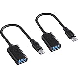 AUKEY USB C Adapter to USB 3.0, [2 Pack, 0.5ft] with OTG USB Type C Adapter for MacBook Pro 2017, Google Pixel 2XL, Samsung S8 S8+, Nexus 6P 5X, LG G5 (Black)