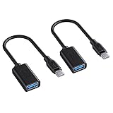 AUKEY USB C Adapter to USB 3.0, [2 Pack, 0.5ft] with OTG USB Type C Adapter for MacBook Pro 2017, Google Pixel 2XL, Samsung S8 S8+, Nexus 6P 5X, LG G5 (Black)