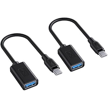 AUKEY USB C to USB 3.0 Adapter, [2 Pack, 0.5ft] USB Type C OTG Cable Adapter for MacBook Pro, Samsung Note8 S8 S8+, Google Pixel 2XL, Nexus 6P 5X, LG G5 (Black)