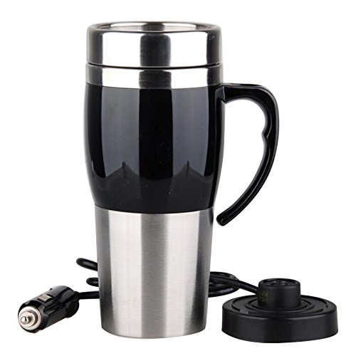 Click Here to See More Images Carejoy 12V Car Electric Kettle, Car Cigarette Plug Heating Cup Applicable to the Boiling Water Coffee Milk and Tea