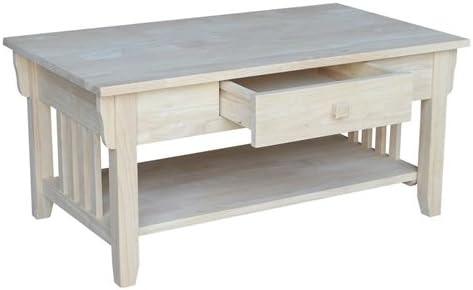 Amazon Com Attractive Solid Wood Coffee Table Drawer And Shelf