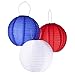 LED Concepts PLNT-SLR-3 Light Up Chinese Lanterns, Red/White/Blue (Pack of 3)